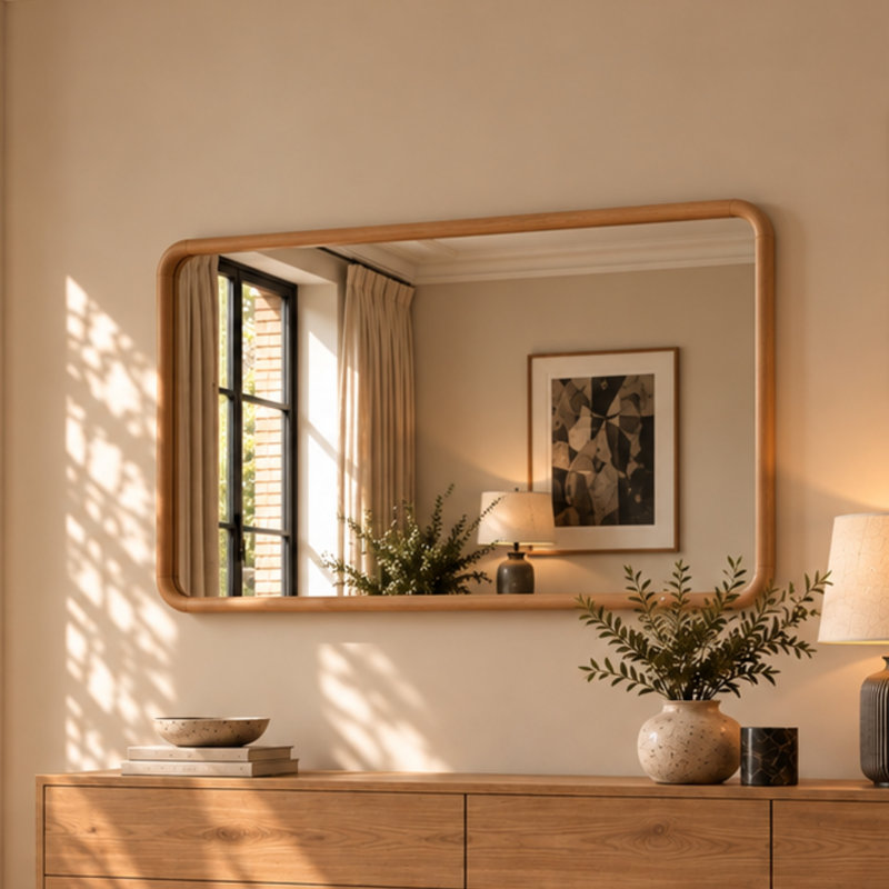 Oak Framed Large Full Length Mykelti Mirror, 120cm H x 80cm W, Oak Wood