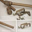 Tringle à rideaux simple réglable avec fleuron en rotin tissé et bambou-184661854