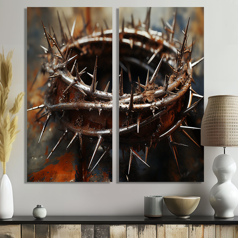 «Crown of Thorns Christianity I», art mural sur toile Christianisme spirituel, H 40 po x l 40 po, Toile tendue