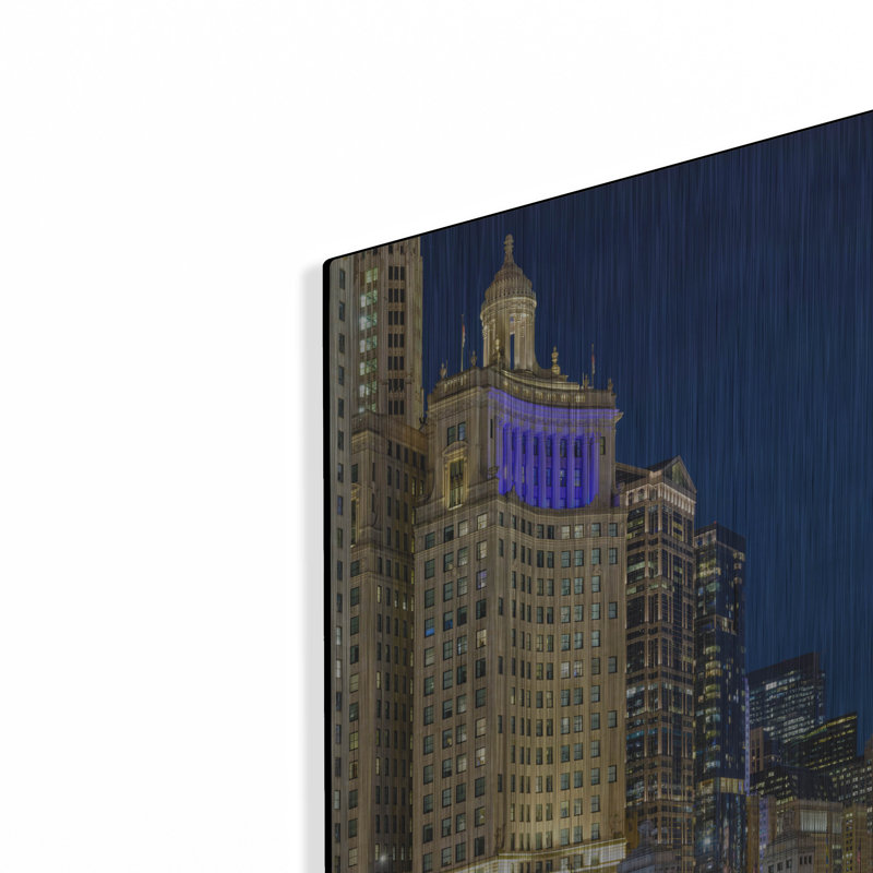 «Chicago River At Night» par AKG, H 24 po x l 16 po