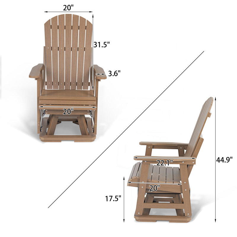 Siège de patio ergonomique pivotant Adirondack, Gris foncé