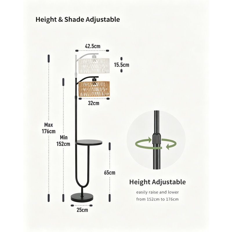 165cm Matte Tray Table Floor Lamp