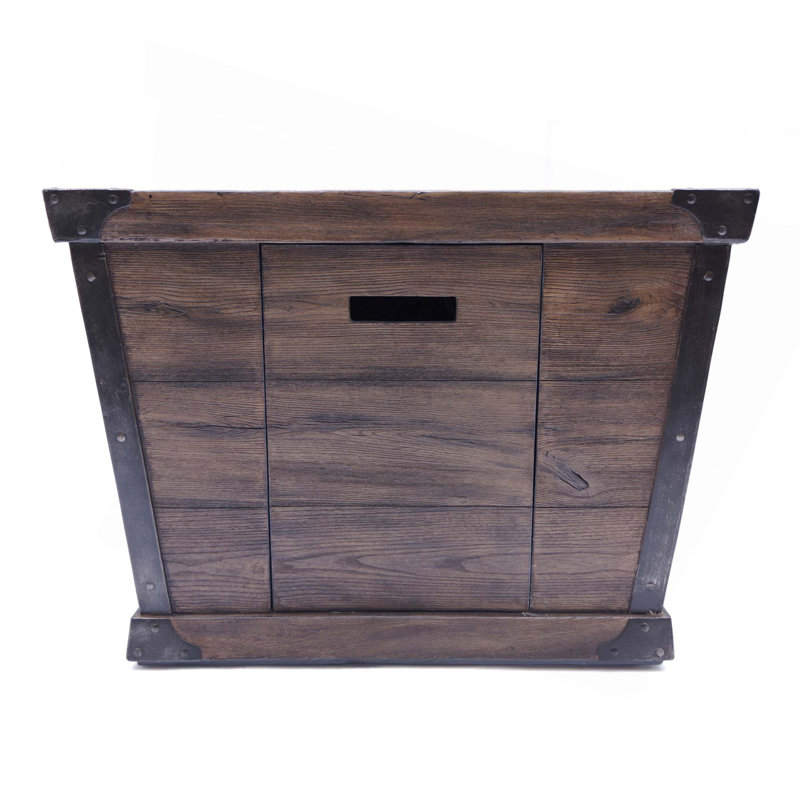 Outdoor Patio 24'' H X 32'' W Square Gas Burning Concrete Fire Pit Wood Pattern,40,000 BTU,Tank Inside