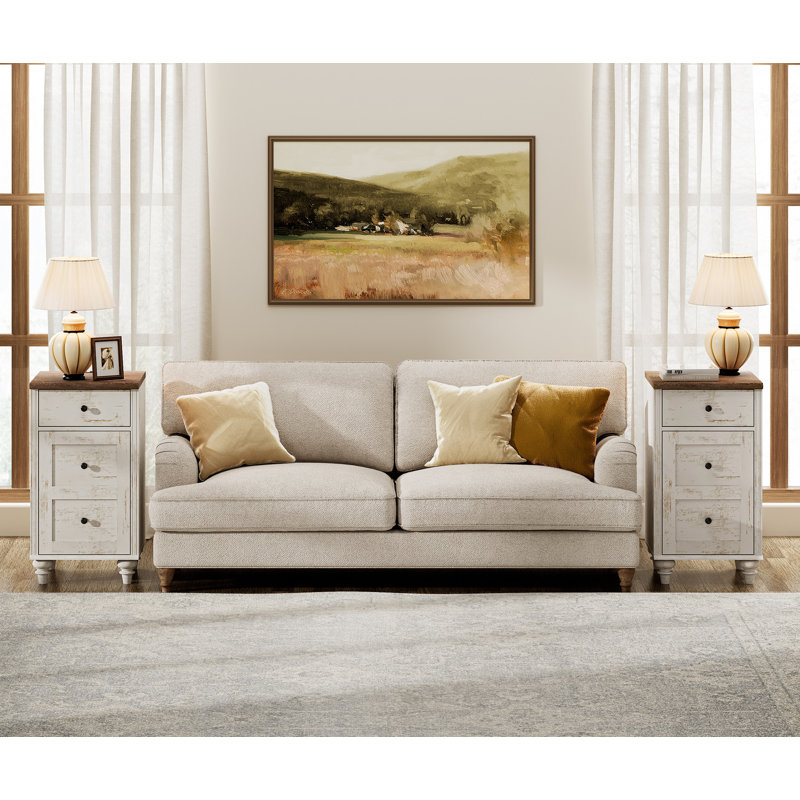 Table de bout Corretta, Brun / blanc rustique