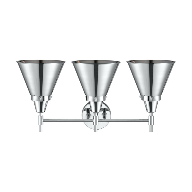 Éclairage pour meuble-lavabo à 3 lumières à intensité variable Gayle, Ampoule incandescente rétro de 60 watts, Chrome poli