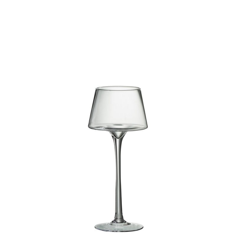Glass Tabletop Candlestick, 35cm H x 14cm W x 14cm D