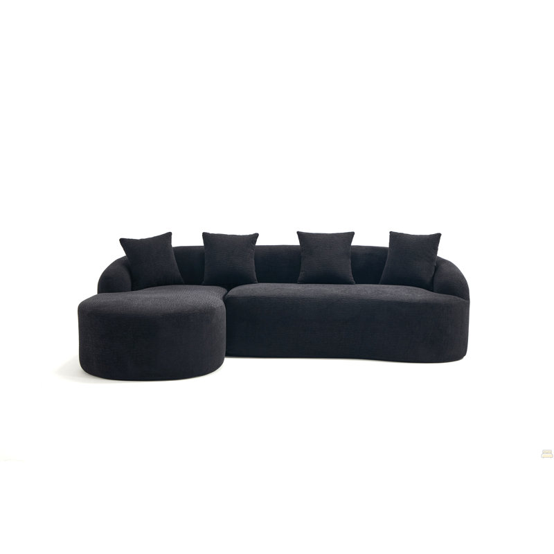 Canapé modulaire en L à compression avec méridienne incurvée Compression, Chenille noir
