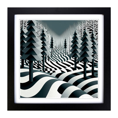 Winter Forest Op Art - Framed Print