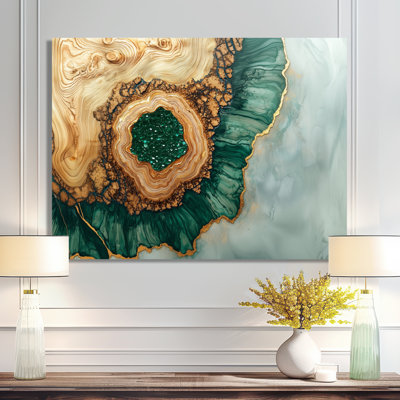 Abstract Emerald And Wood Slide River V - Crystals Print On Metal