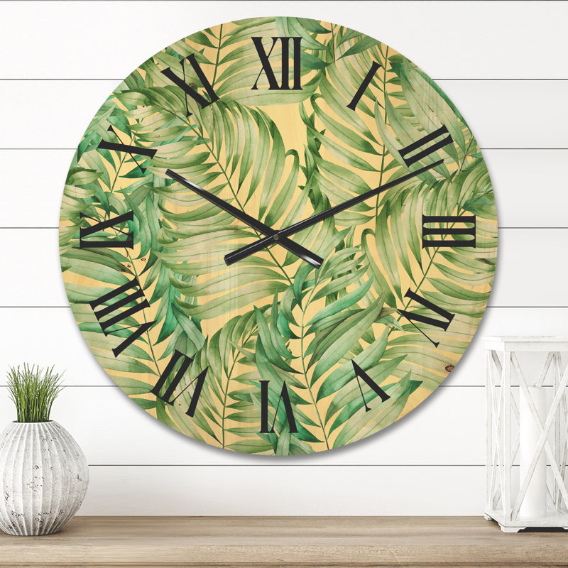 Horloge murale feuilles tropicales de Monstera, Moyenne