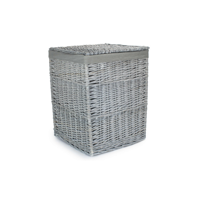 Wicker Laundry Basket with Lining, 61cm H x 46cm W x 46cm D