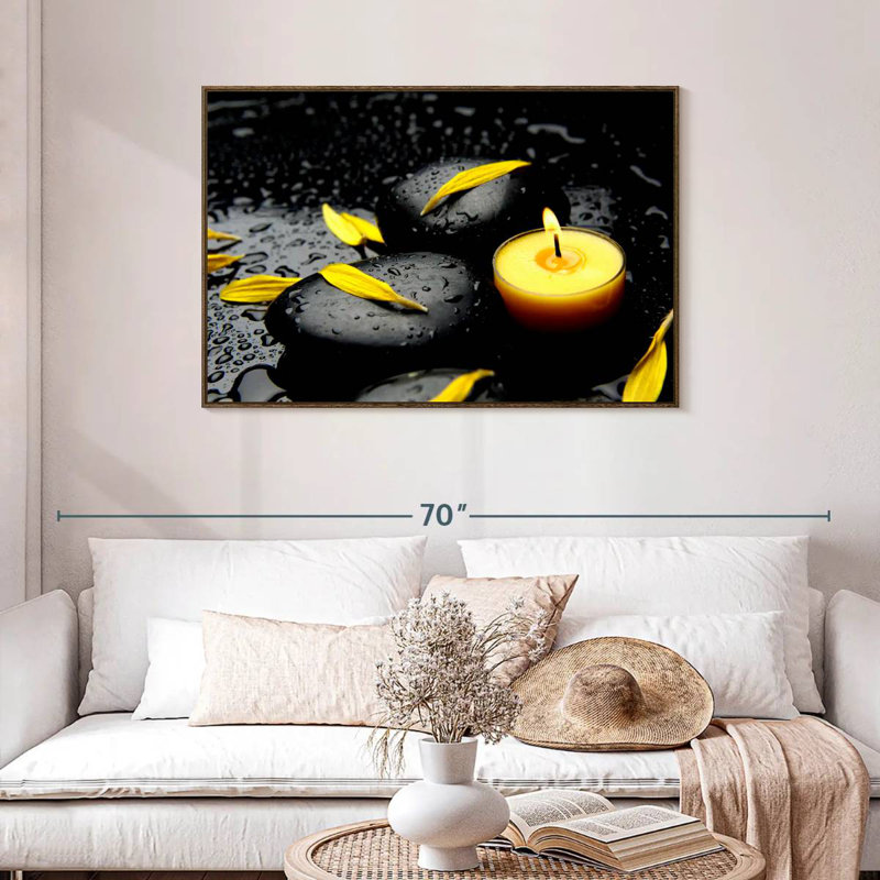 Zen Dewy Candle, 43" X 29", Floating Frame Walnut