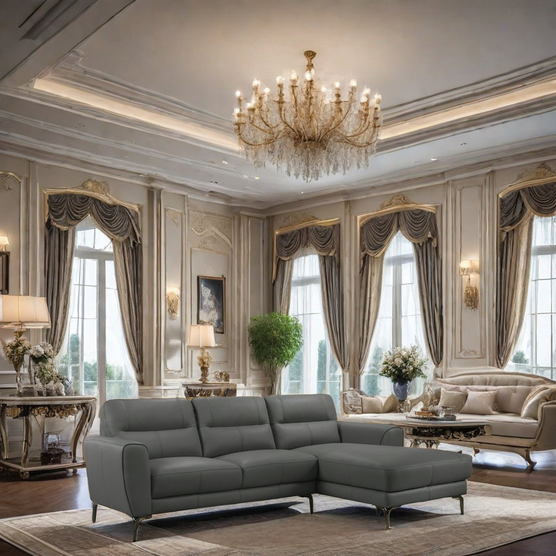 Ensemble de meubles de salon 2 pièces Modern Modern, Cuir véritable gris anthracite