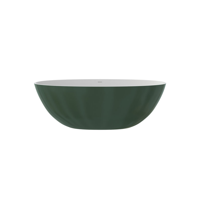65" Premium Solid Surface Deep Soaking Bathtub, Matte Green