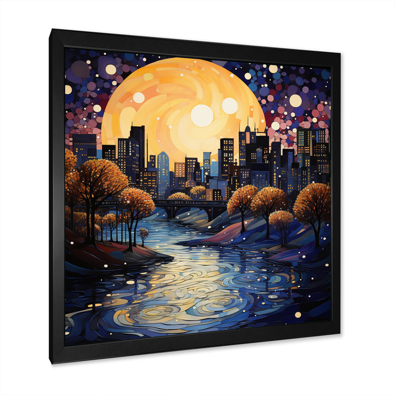 Harlem Renaissance Reflections Pointillism III - impression, H 24 po x l 24 po x P 1 po, Cadre simple noir