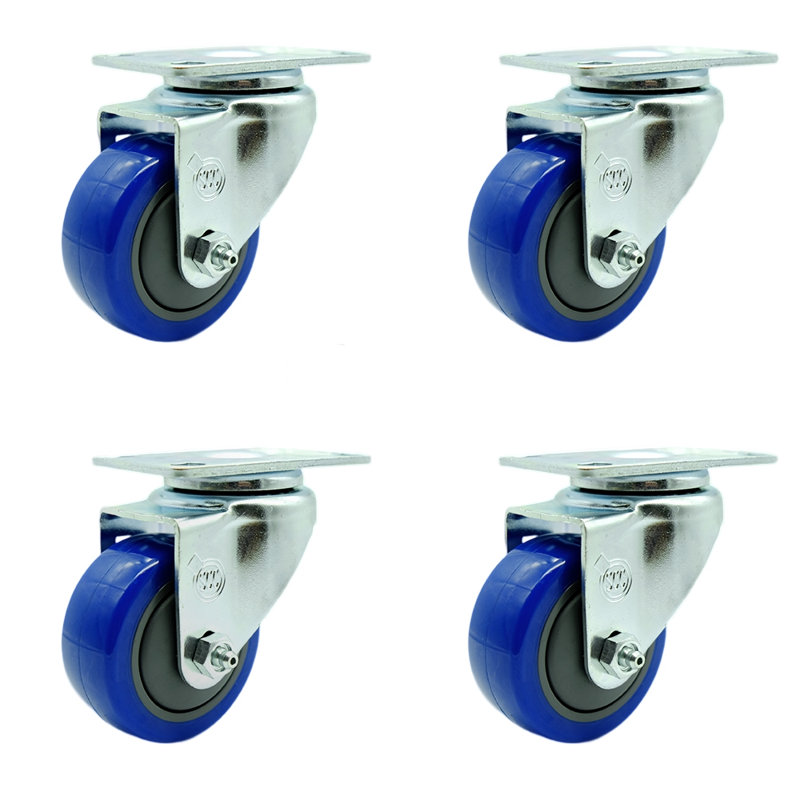 Roulettes en polyuréthane, Bleu
