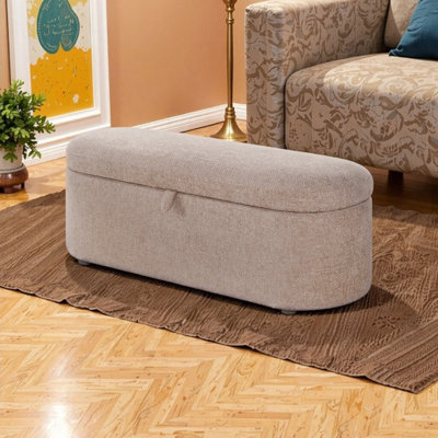 Modern 45.7 Inch Storage Bench With Cushioned Seat And Hidden Compartment Sturdy Wood Frame