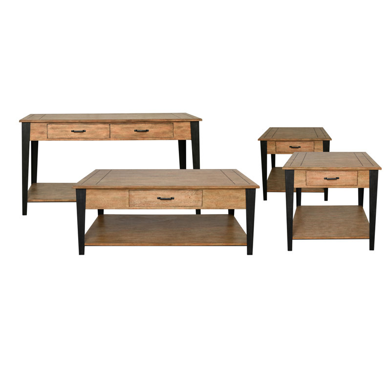 Hoskinson 4 - Piece Solid Wood Living Room Table Set