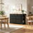 Kitchen Island with 6 Drawers, Pull Out Trash Can Storage, Rolling Kitchen Cart with 5 Wheels, Drop Leaf, Power Outlet & 5 Open Side Racks for Kitchen & Dining Room, Black-1035067368