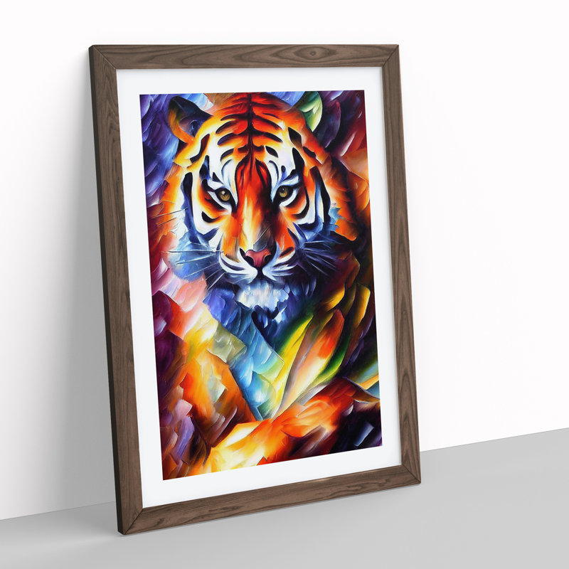 Tiger Portrait No.5 - Wall Art, 36cm H x 27cm W, Walnut Picture Frame