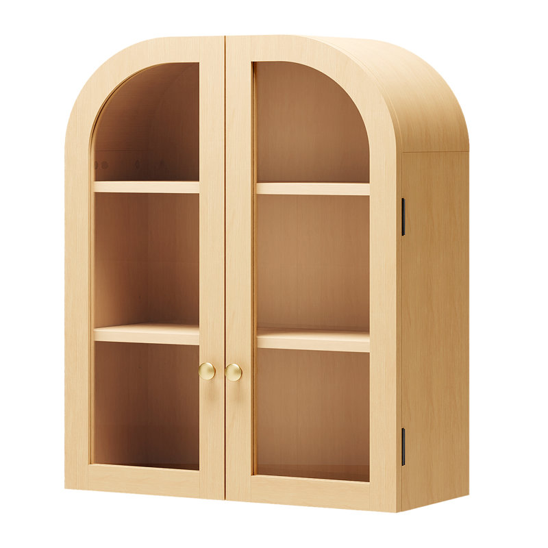 Wood Arch Wall Mounted Bathroom Cabinet, Natural