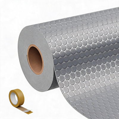 4x8ft Gray PVC Coin Garage Floor Mat, 1.5mm Non-Slip Waterproof Car Mat Tape
