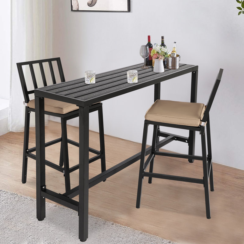 Table de bar d'extérieur rectangulaire en métal Lev Table, H 37 po x L 54,6 po x l 15,6 po