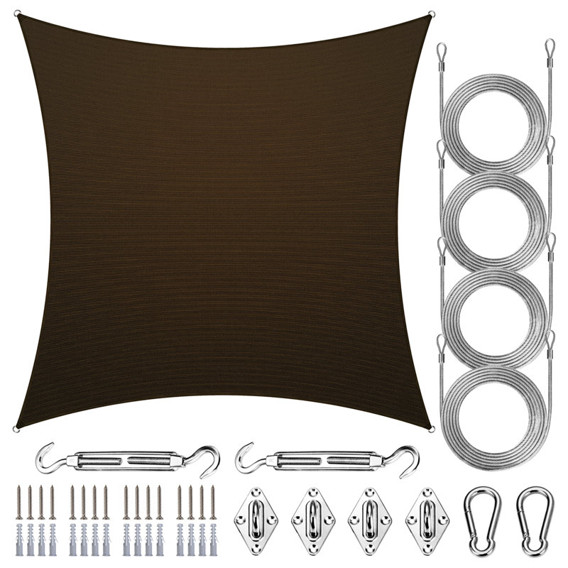 Voile d'ombrage Amgo, Brun, Bordure de jardin x 10 pi,