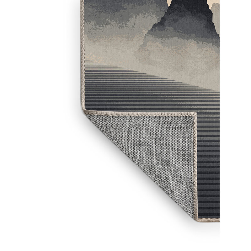 Machine Washable Paizlei Ha Long Bay Vietnam Contemporary Ombre Rug in Beige – Beige Binding, 3x5