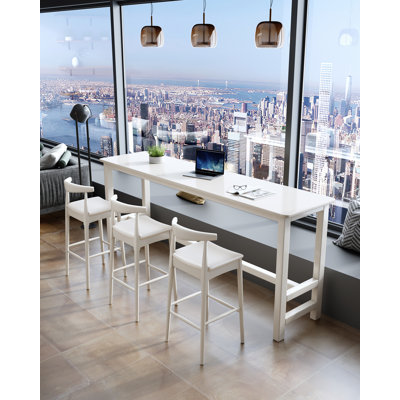 Solid Wood Bar Stool With Upholstered Seat Bar Height Stool For Kitchen Island - 1pc