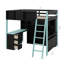 Lit mezzanine double en bois avec bureau et tiroirs intégrés, lit de jeu offrant un espace de rangement spacieux et un éclairage-20677018
