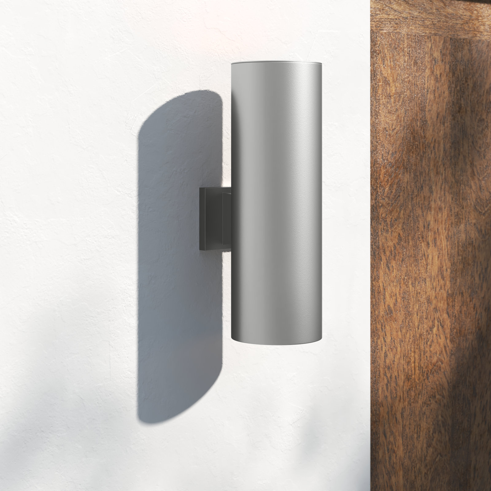Dylan Cylinder Outdoor LED Wall Light, 18.25" H x 6" W x 6" D, Painted Brushed Nickel