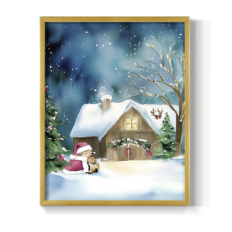 «Christmas Holiday Art DCCLXIX», reproduction d'art encadrée - bois massif, H 11 po x l 9 po, Doré