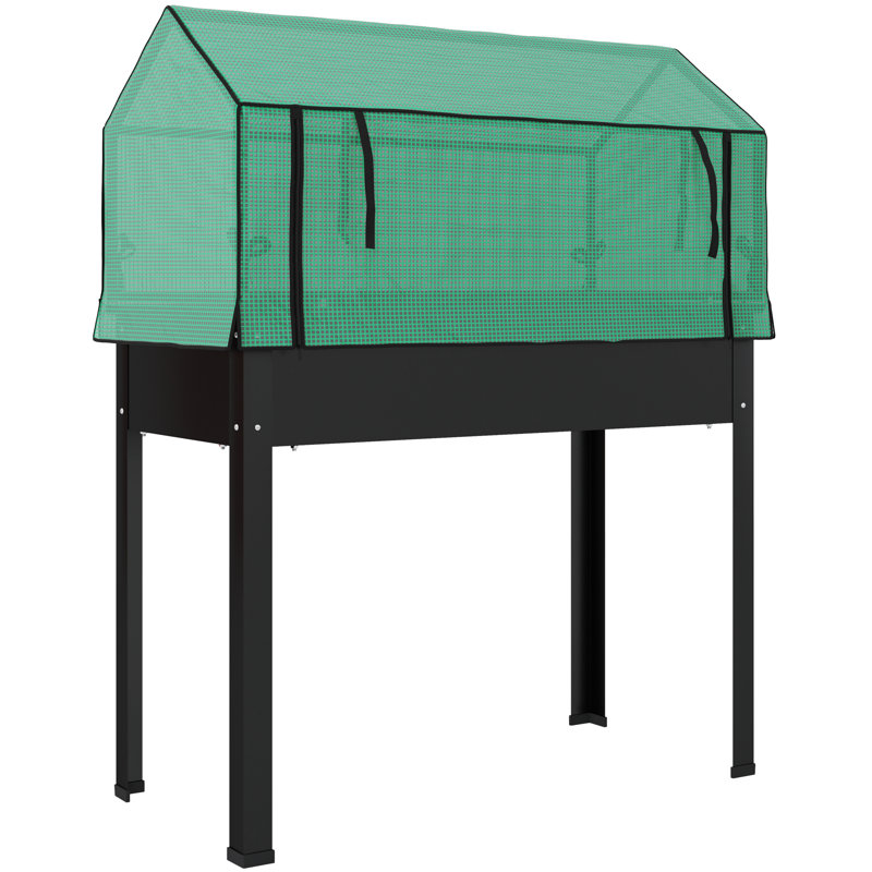 Lit pour jardin surélevé avec couvre-serre PE, noir