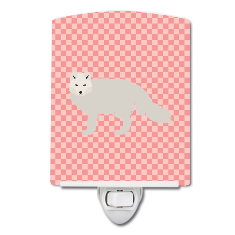 Arctic Fox Check Ceramic Night Light, Pink