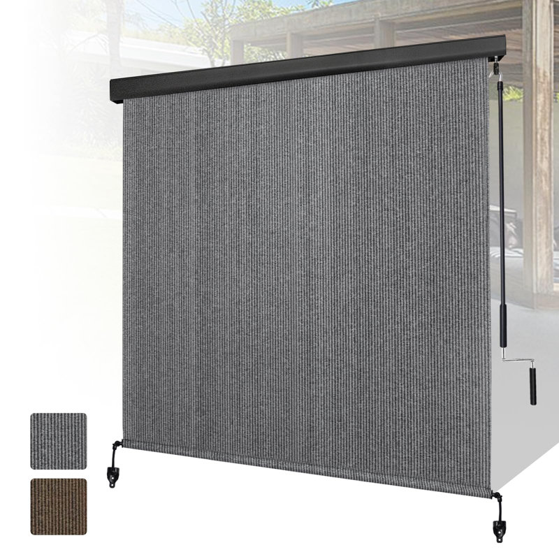 Manivelle extérieure en tissu avec abat-jour extérieur en aluminium, L 96 po x L 96 po, Gris