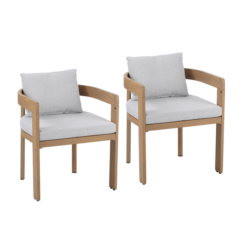 Chaises de salle à manger Jerry, Structure en teck / coussin gris clair