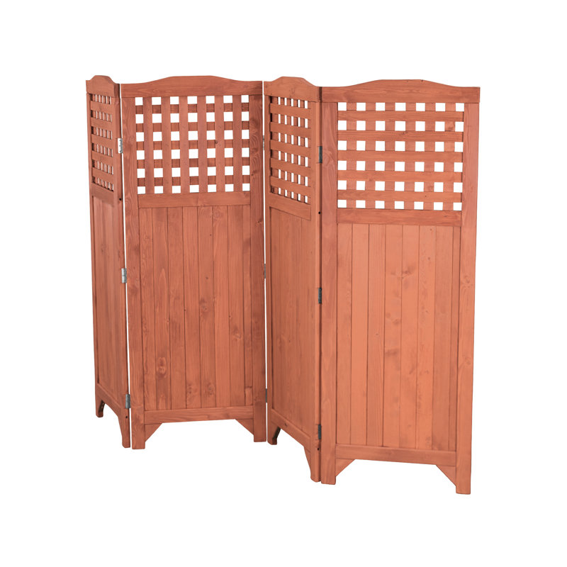 Rustic Brown Wood Folding Privacy Screen Divider