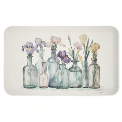 Tapis de sol anti-fatigue à motif de vases en iris pastel, design par Svetlana Aleynikova, 30 po x 18 po