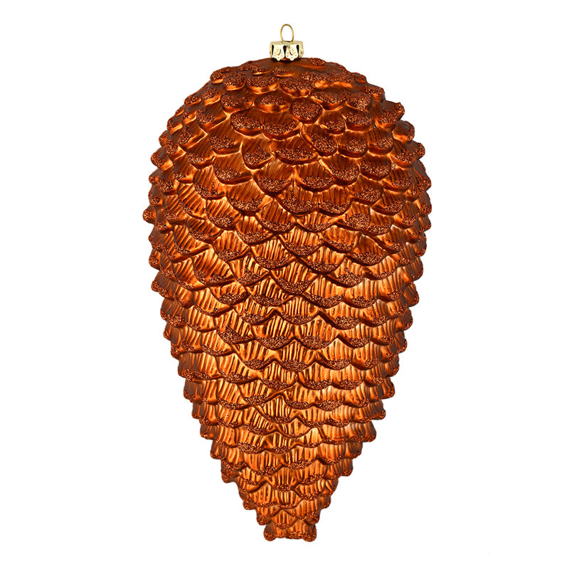 Ornement de Noël mat en forme de pomme de pin scintillante mat, Cuivre