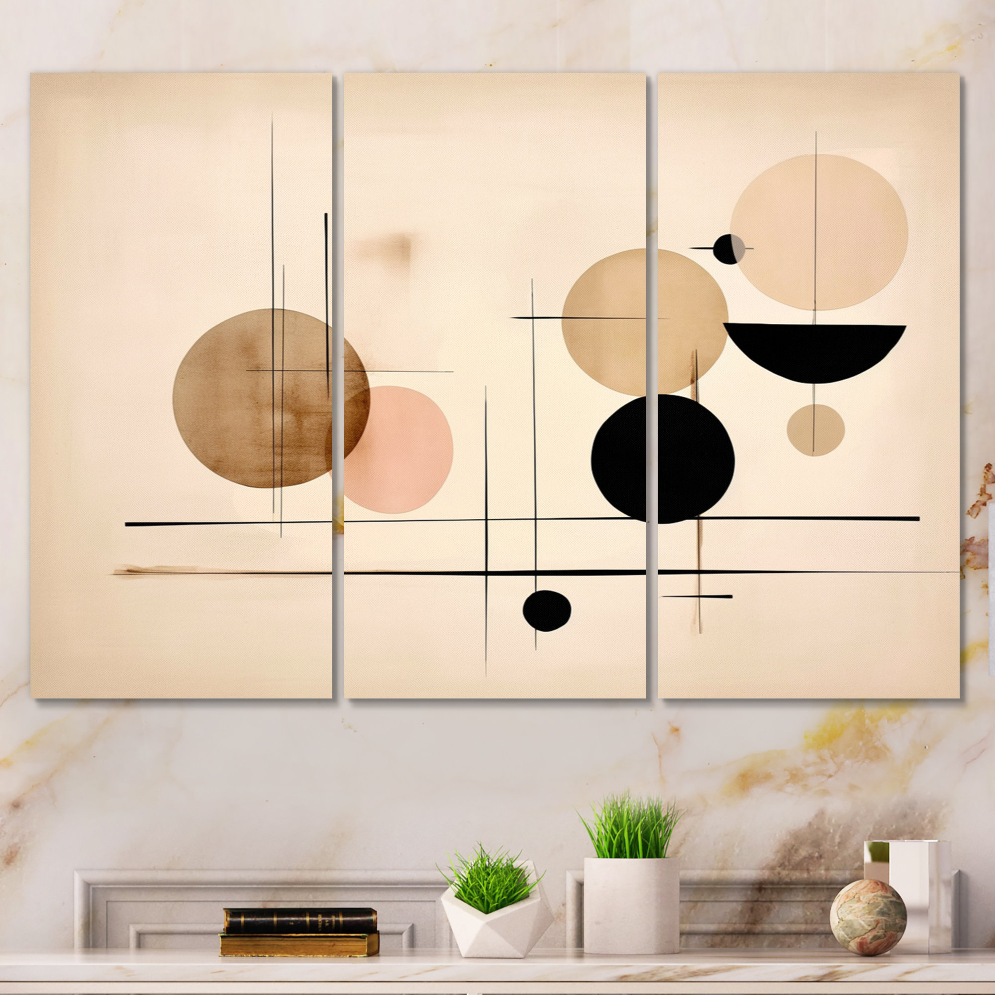 George Oliver Beige Geometry in Motion X - Abstract Shapes Metal Wall ...