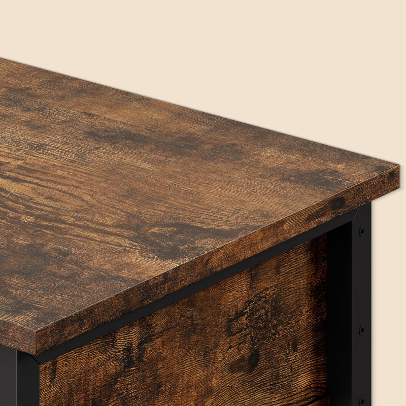 Table de chevet industrielle avec tiroir et tablette, table de bout peu encombrante avec structure en métal et plateau en bois rétro pour le salon de la chambre à coucher