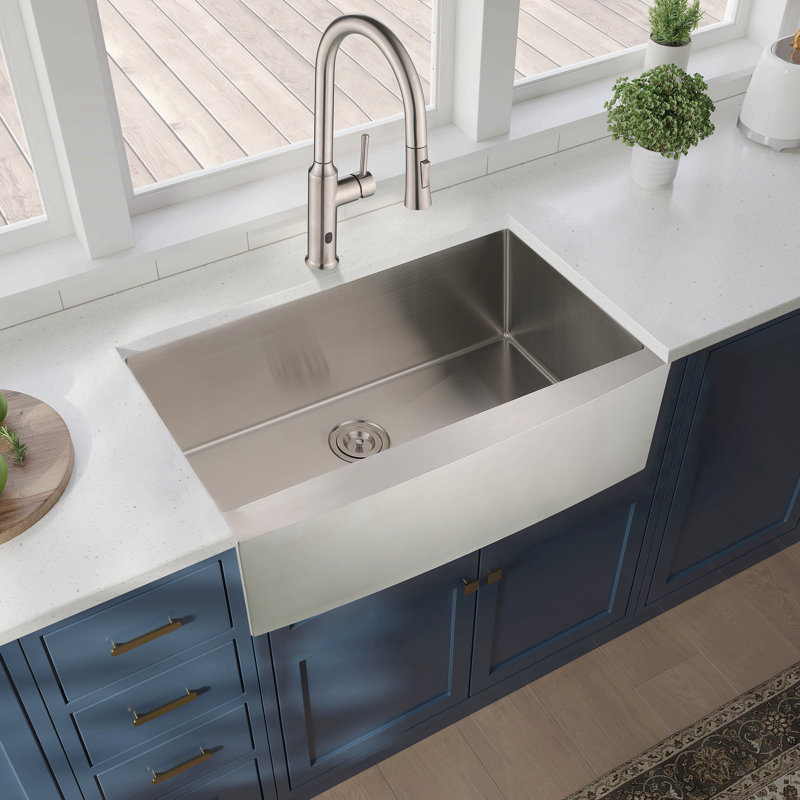 33"X21"X10"Farmhouse Apron Single Bowl Stainless Steel Kitchen Sink, Stainless Steel