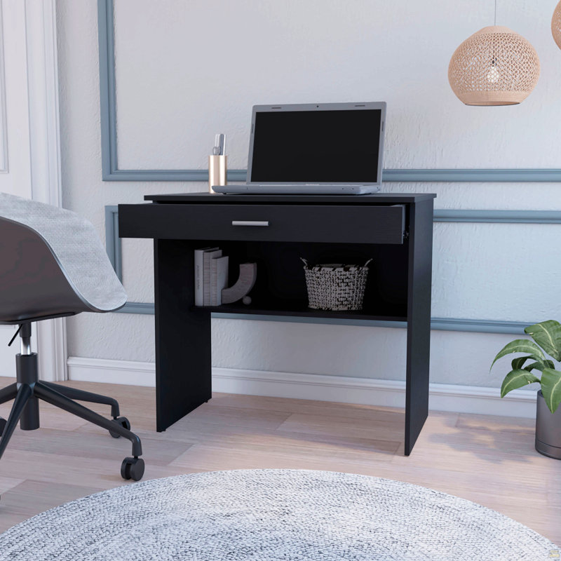 Bureau de rangement en wengé avec tiroir et tablette