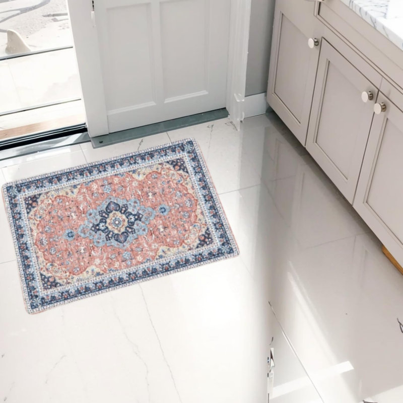 Washable Area Rug for Living Room, Bedroom, Dining, Vintage, Non-Slip, Stain-Resistant, Rectangle 2' x 3'