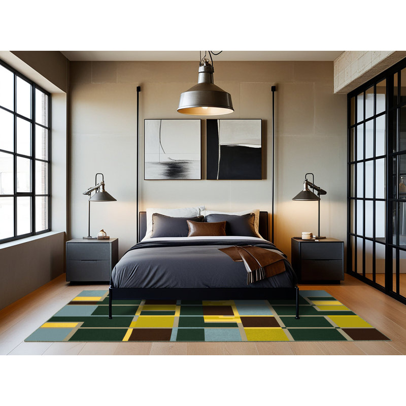 Gridded Growth Rug, Square 3'