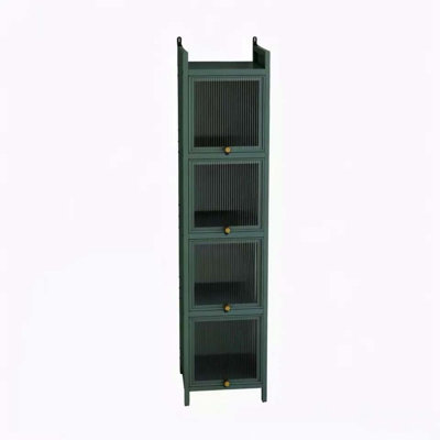 Modern Four-Tier Glass Door Cabinet With Featuring Five-Tier Storage