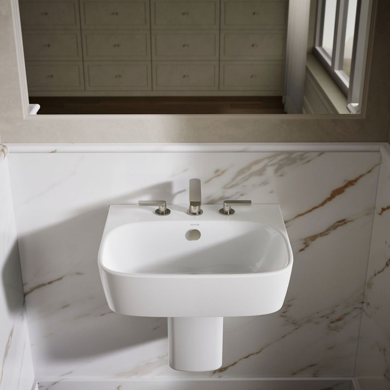 ModernLife™ Wall Mount Bathroom Sink, 8" Centers