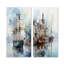 Vieux bateau de transport au port - ensemble de salon d'art mural bord de mer-770803576-770803579