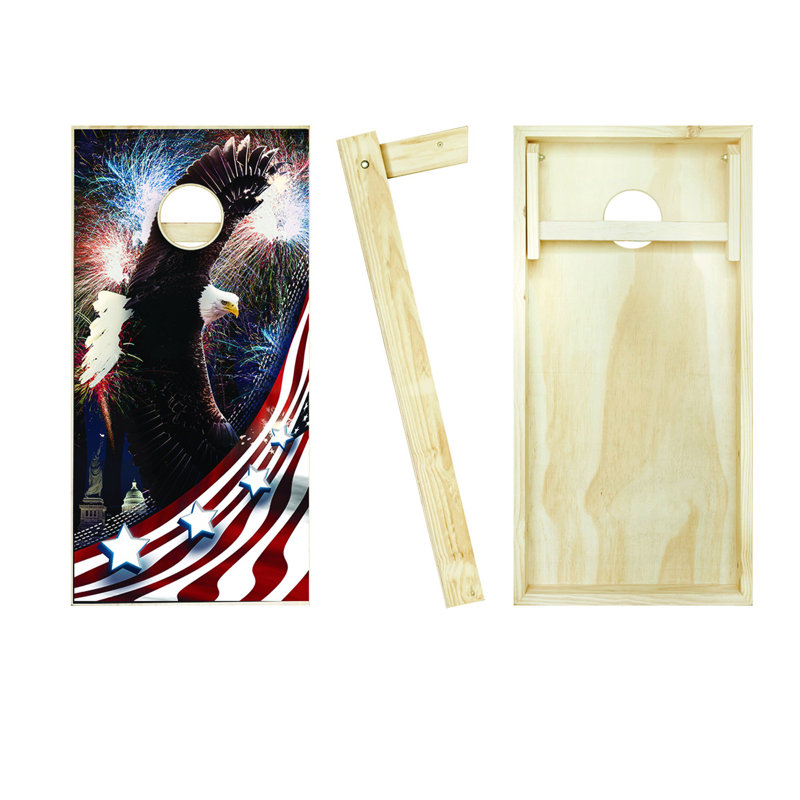 2' X 4' Bald Eagle Fireworks Cornhole Set With Hole Lights